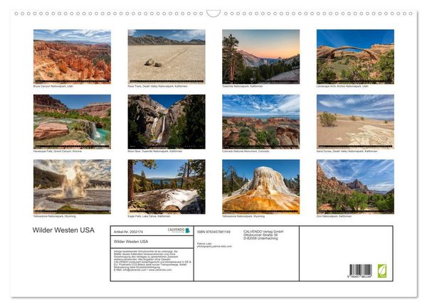 Produktbild: Wilder Westen USA (Wandkalender 2026 DIN A2 quer), CALVENDO Monatskalender