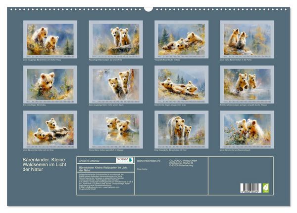 Produktbild: B&auml;renkinder. Kleine Waldseelen im Licht der Natur (Wandkalender 2027 DIN A2 quer), CALVENDO Monatskalender