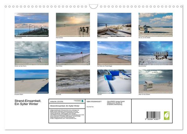 Produktbild: Strand-Einsamkeit. Ein Sylter Winter (Wandkalender 2027 DIN A3 quer), CALVENDO Monatskalender