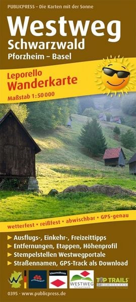 Produktbild: Wanderkarte Westweg Schwarzwald, Pforzheim - Basel 1 : 50 000