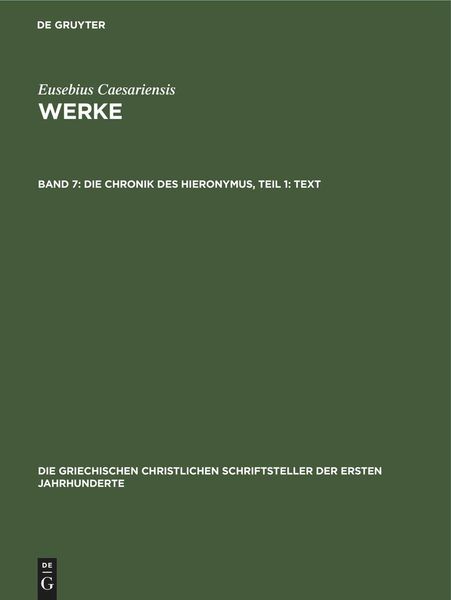 Produktbild: Die Chronik des Hieronymus, Teil 1: Text