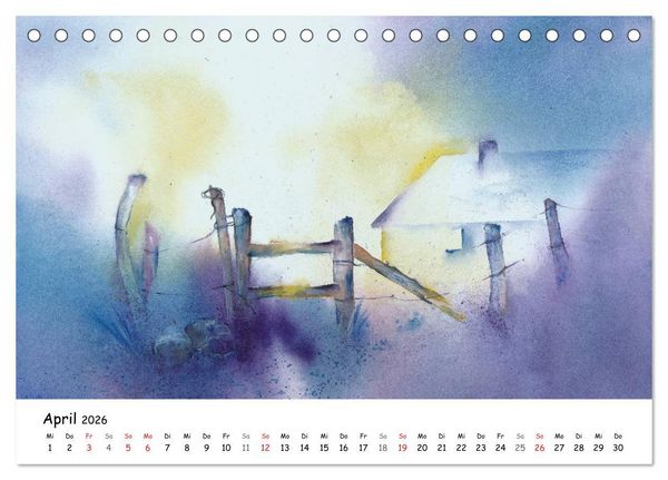 Produktbild: Landschaft in Aquarellfarbe (Tischkalender 2026 DIN A5 quer), CALVENDO Monatskalender