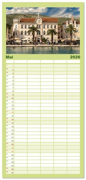 Produktbild: Familienplaner 2026 - Kroatien - Welterbe Trogir mit 5 Spalten (Wandkalender, 21 x 45 cm) CALVENDO