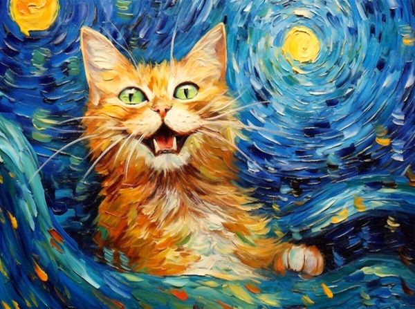 Produktbild: CALVENDO Puzzle Katze Im Stil von Vincent van Gogh | 2000 Teile Lege-Gr&ouml;&szlig;e 90x67cm Foto-Puzzle f&uuml;r gl&uuml;ckliche Stunden