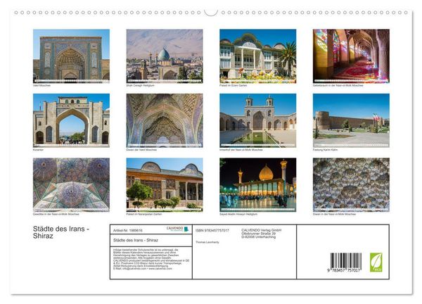 Produktbild: St&auml;dte des Irans - Shiraz (hochwertiger Premium Wandkalender 2026 DIN A2 quer), Kunstdruck in Hochglanz