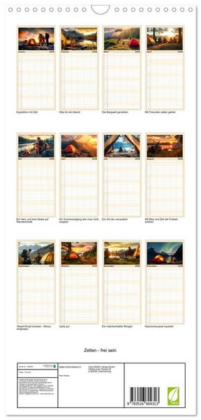 Produktbild: Familienplaner 2026 - Zelten - frei sein mit 5 Spalten (Wandkalender, 21 x 45 cm) CALVENDO