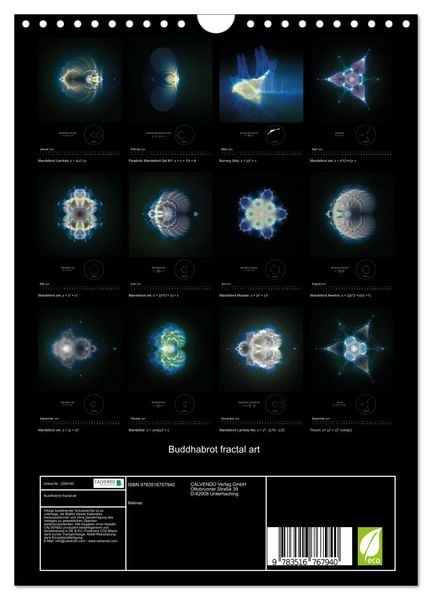 Produktbild: Buddhabrot fractal art (Wandkalender 2027 DIN A4 hoch), CALVENDO Monatskalender