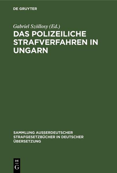 Produktbild: Das polizeiliche Strafverfahren in Ungarn