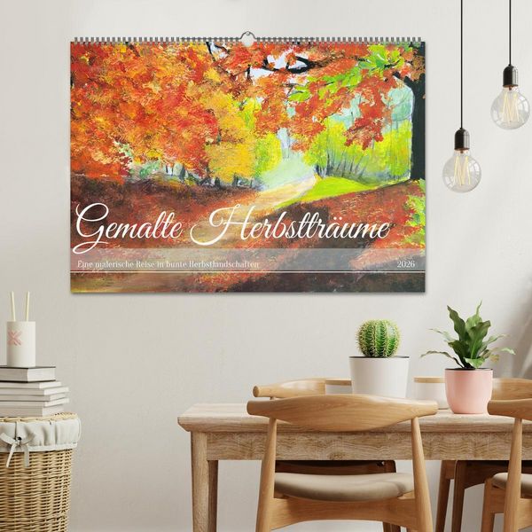 Produktbild: Gemalte Herbsttr&auml;ume - Eine malerische Reise in bunte Herbstlandschaften (Wandkalender 2026 DIN A2 quer), CALVENDO Monatskalender