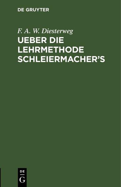 Produktbild: Ueber die Lehrmethode Schleiermacher's