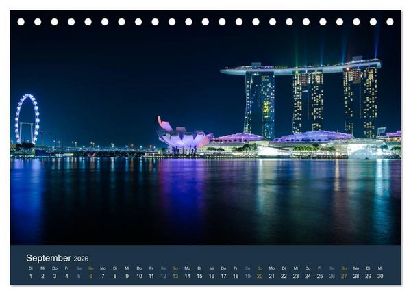 Produktbild: Singapur bei Nacht und Tag (Tischkalender 2026 DIN A5 quer), CALVENDO Monatskalender