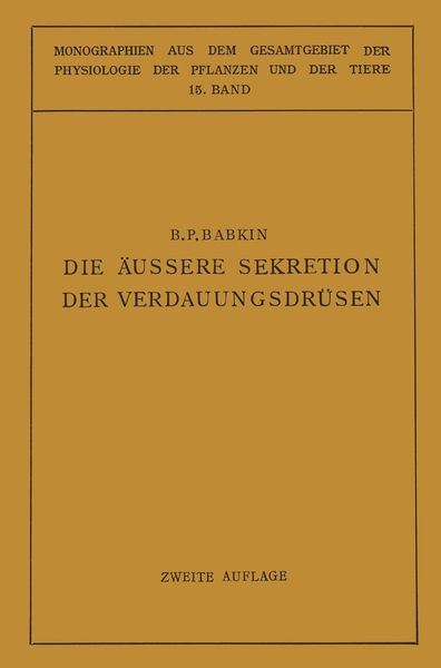 Produktbild: Die &Auml;ussere Sekretion der Verdauungsdr&uuml;sen