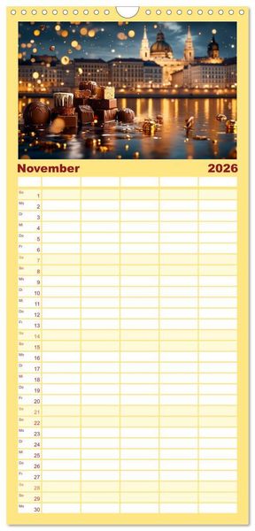 Produktbild: Familienplaner 2026 - S&uuml;&szlig;e Skyline Symphonie mit 5 Spalten (Wandkalender, 21 x 45 cm) CALVENDO