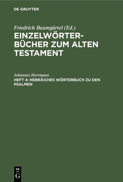 Produktbild: Hebr&auml;iches W&ouml;rterbuch zu den Psalmen