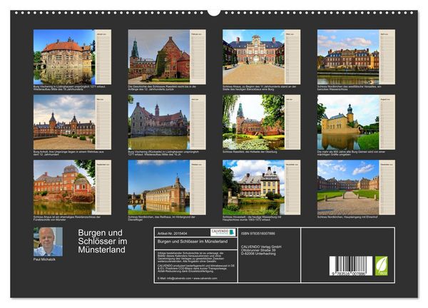 Produktbild: Burgen und Schl&ouml;sser im M&uuml;nsterland (hochwertiger Premium Wandkalender 2026 DIN A2 quer), Kunstdruck in Hochglanz