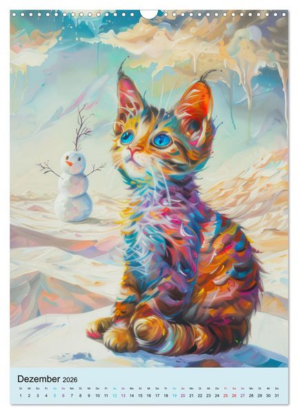 Produktbild: Katzen im expressionistischen Stil (Wandkalender 2026 DIN A3 hoch), CALVENDO Monatskalender