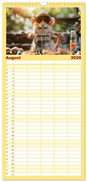 Produktbild: Familienplaner 2026 - Tierisch lustige Grillmeister mit 5 Spalten (Wandkalender, 21 x 45 cm) CALVENDO