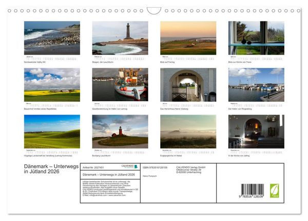 Produktbild: D&auml;nemark &ndash; Unterwegs in J&uuml;tland 2026 (Wandkalender 2026 DIN A3 quer), CALVENDO Monatskalender