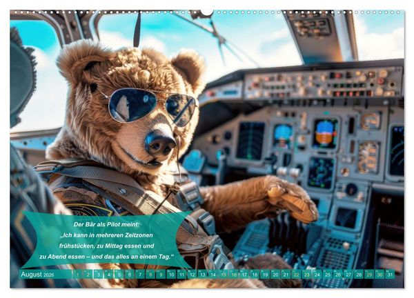 Produktbild: Der tierisch lustige Piloten-Kalender (hochwertiger Premium Wandkalender 2026 DIN A2 quer), Kunstdruck in Hochglanz