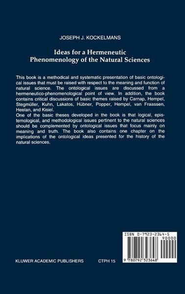 Produktbild: Ideas for a Hermeneutic Phenomenology of the Natural Sciences