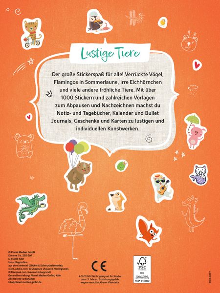 Produktbild: Stickerbuch Lustige Tiere I Über 1000 Sticker