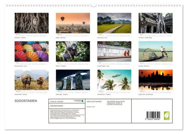 Produktbild: S&Uuml;DOSTASIEN (hochwertiger Premium Wandkalender 2026 DIN A2 quer), Kunstdruck in Hochglanz