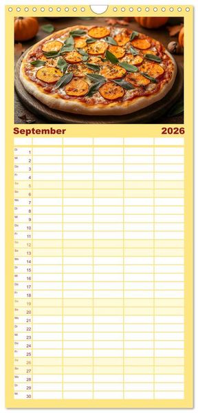 Produktbild: Familienplaner 2026 - Pizza geht immer - Zu jeder Jahreszeit mit 5 Spalten (Wandkalender, 21 x 45 cm) CALVENDO