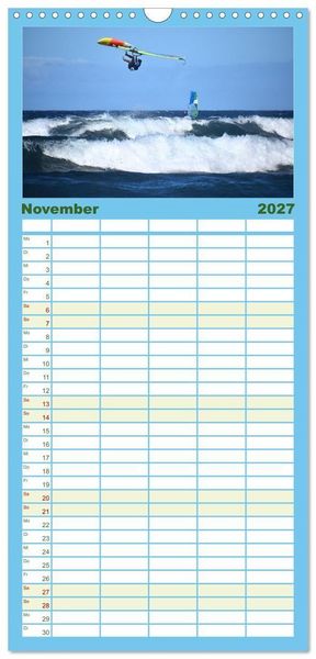 Produktbild: Familienplaner 2027 - Funsport Windsurfen mit 5 Spalten (Wandkalender, 21 x 45 cm) CALVENDO