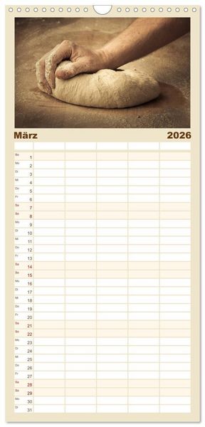 Produktbild: Familienplaner 2026 - Brot & Kaffee Impressionen 2026 mit 5 Spalten (Wandkalender, 21 x 45 cm) CALVENDO