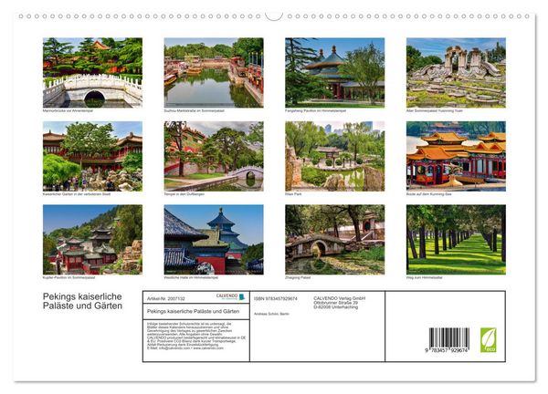 Produktbild: Pekings kaiserliche Pal&auml;ste und G&auml;rten (Wandkalender 2026 DIN A2 quer), CALVENDO Monatskalender