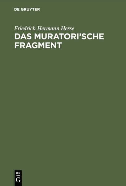 Produktbild: Das Muratori'sche Fragment