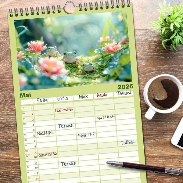 Produktbild: Familienplaner 2026 - Eine Welt entz&uuml;ckend kleiner Tierchen mit 5 Spalten (Wandkalender, 21 x 45 cm) CALVENDO