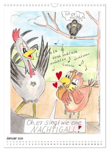 Produktbild: Das mecklenburger Landhuhn (Wandkalender 2026 DIN A3 hoch), CALVENDO Monatskalender