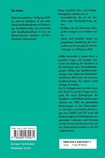 Produktbild: Speditionsbetriebslehre in Frage und Antwort