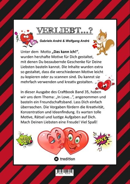 Produktbild: CRAFTBOOK - VERLIEBT - LIEBE MOTIVE - FREUNDSCHAFTSBAND - BASTELN - R&Auml;TSEL - AUSMALVORLAGEN - AUFGABEN - HERZEN