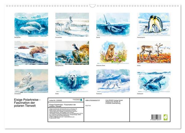 Produktbild: Eisige Polarkreise - Faszination der polaren Tierwelt (Wandkalender 2027 DIN A2 quer), CALVENDO Monatskalender