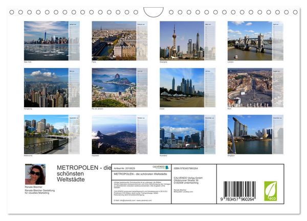 Produktbild: METROPOLEN - die sch&ouml;nsten Weltst&auml;dte (Wandkalender 2026 DIN A4 quer), CALVENDO Monatskalender
