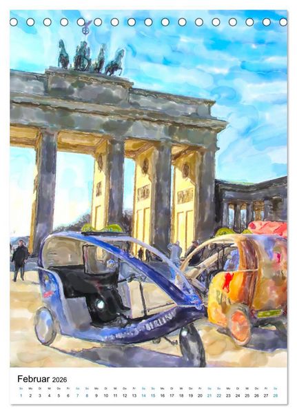 Produktbild: Berlin - Einmal Aquarelle mit Currywurst! (Tischkalender 2026 DIN A5 hoch), CALVENDO Monatskalender