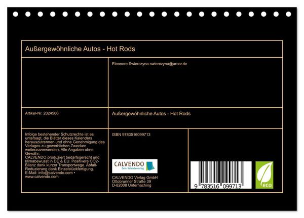 Produktbild: Au&szlig;ergew&ouml;hnliche Autos - Hot Rods (Tischkalender 2026 DIN A5 quer), CALVENDO Monatskalender