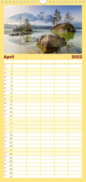 Produktbild: Familienplaner Licht &uuml;ber Alpenlandschaften (Wandkalender 2022 , 21 cm x 45 cm, hoch)