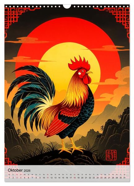 Produktbild: Die 12 chinesischen Tierkreiszeichen (Wandkalender 2026 DIN A3 hoch), CALVENDO Monatskalender