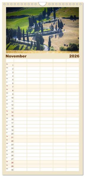 Produktbild: Familienplaner 2026 - Toskana 2026 mit 5 Spalten (Wandkalender, 21 x 45 cm) CALVENDO