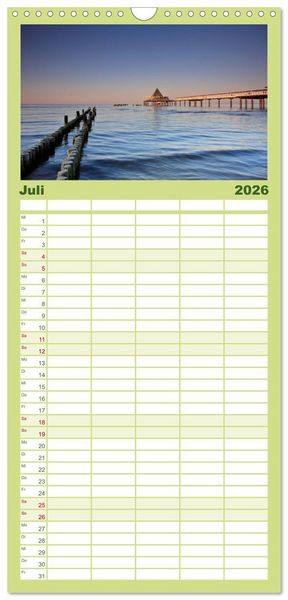 Produktbild: Familienplaner 2026 - Ostsee Sehnsucht mit 5 Spalten (Wandkalender, 21 x 45 cm) CALVENDO