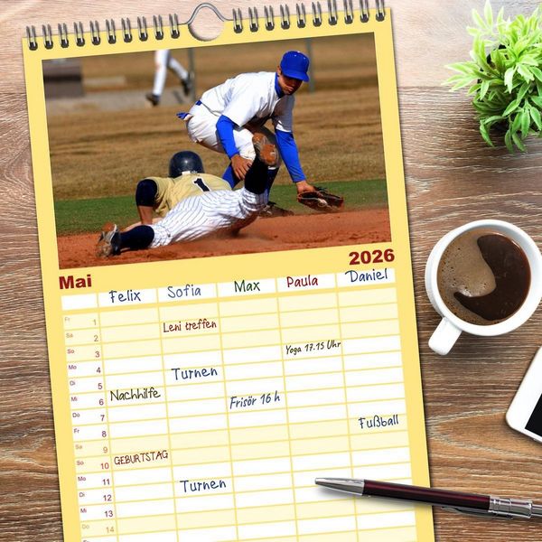 Produktbild: Familienplaner 2026 - Kultsport Baseball mit 5 Spalten (Wandkalender, 21 x 45 cm) CALVENDO