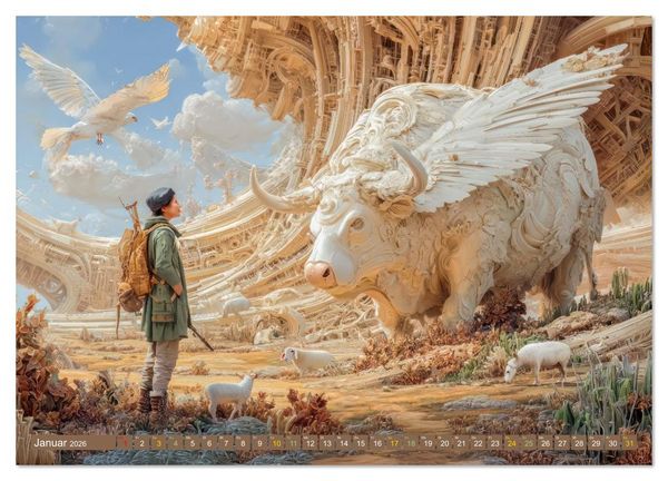 Produktbild: Tiere - Im surrealen Garten der Tr&auml;ume (hochwertiger Premium Wandkalender 2026 DIN A2 quer), Kunstdruck in Hochglanz