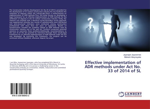 Produktbild: Effective implementation of ADR methods under Act No. 33 of 2014 of SL