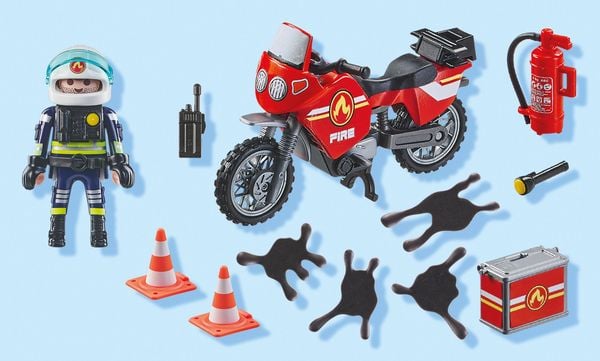 PLAYMOBIL 71466 - Action Heroes - Feuerwehrmotorrad am Unfallort