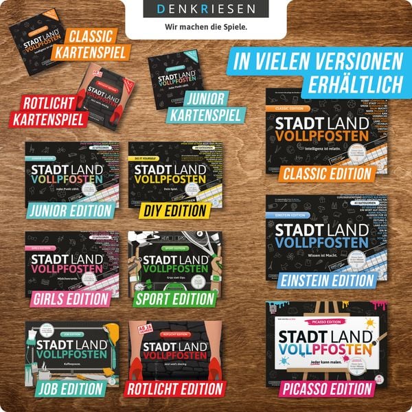 Denkriesen - Stadt Land Vollpfosten® - das Kartenspiel - Junior Edition "jeder Punkt Zählt."