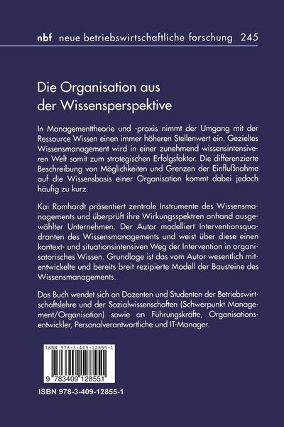 Produktbild: Die Organisation aus der Wissensperspektive