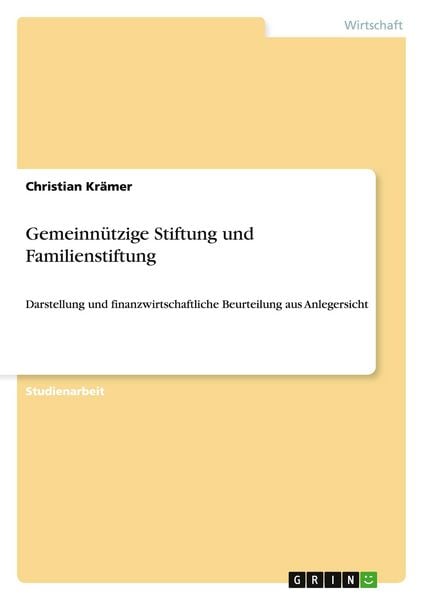Produktbild: Gemeinn&uuml;tzige Stiftung und Familienstiftung